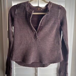 Free People Waffle Long Sleeve Henley Size M